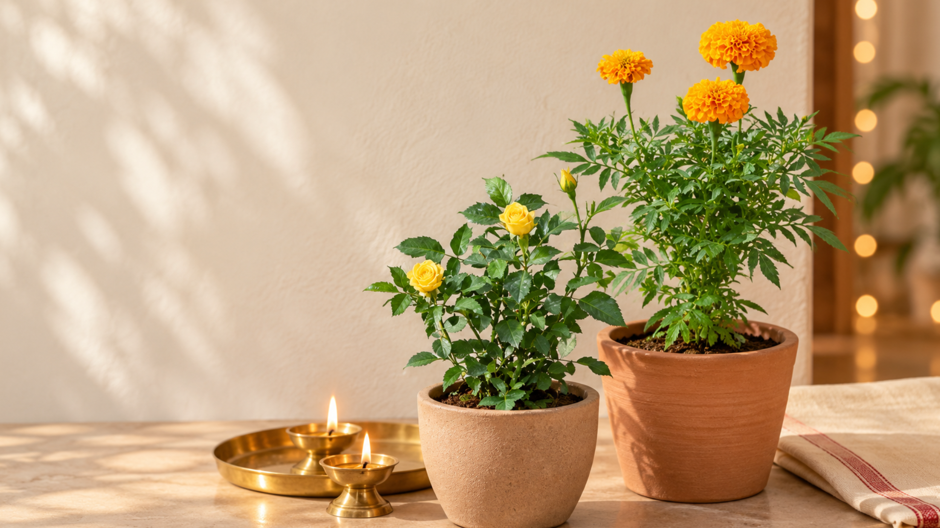 Day 5 (Maa Skandmata): Yellow Rose (पीला गुलाब)/Marigold (गेंदा)